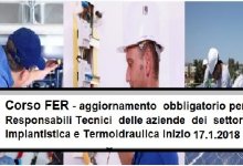Corso aggiornamento FER installatori impianti - inizio 17/01/2018